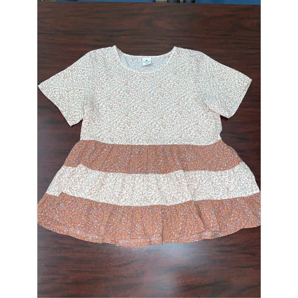 Paper Crane Anthropologie Ruffle Tiered Floral Blouse